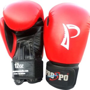 Prospo Boxing Leather Gloves-12oz 14oz 16oz Red-Black